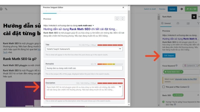Tùy chỉnh meta description 
