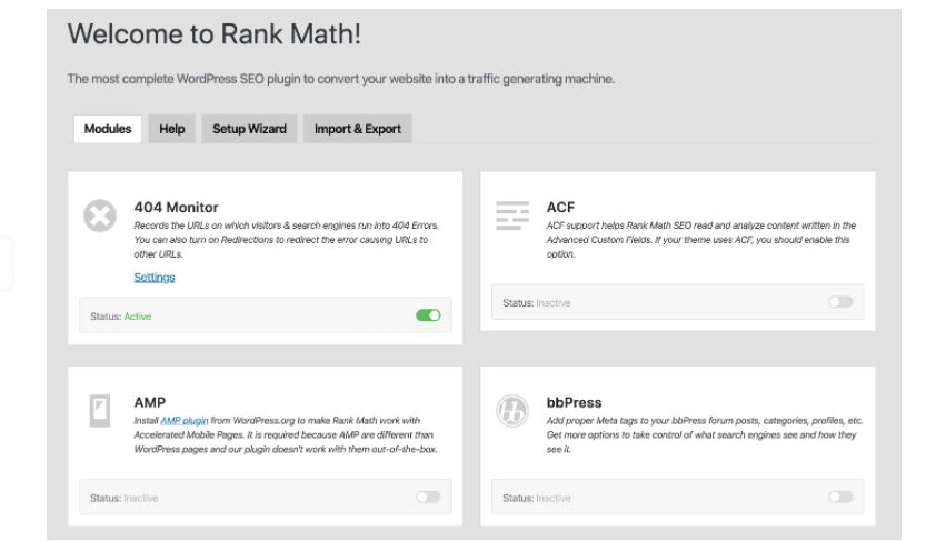 Giao diện người dùng Rank Math