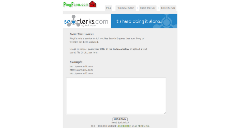 Ping URL trên Pingfarm