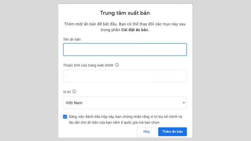  Điền đầy đủ các thông tin
