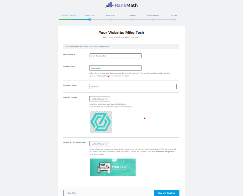 Thiết lập thông tin cơ bản cho website