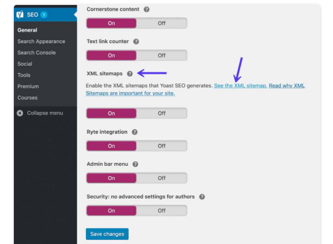XML Sitemaps trong Yoast SEO