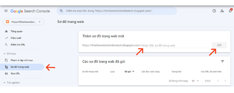 Khi báo Sitemap trên Google Search Console