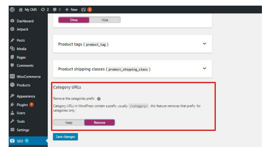 Cách bỏ category URLs