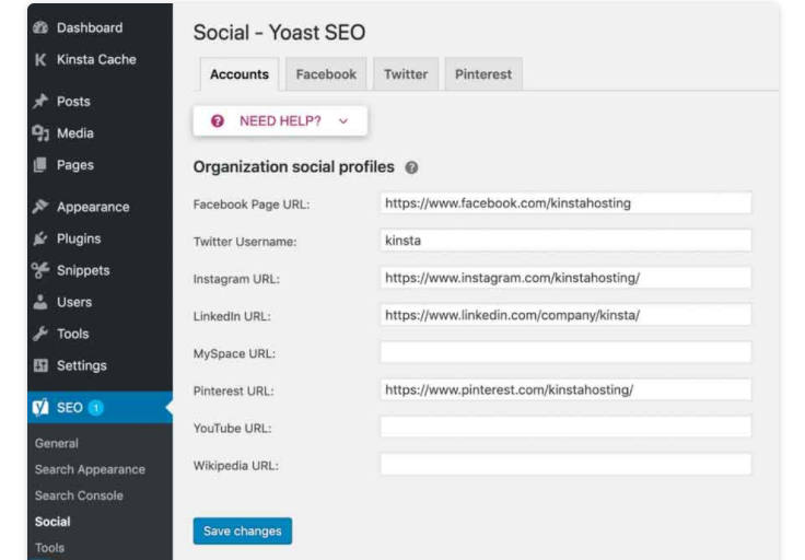 Cài đặt mạng xã hội nâng cao trong Yoast SEO