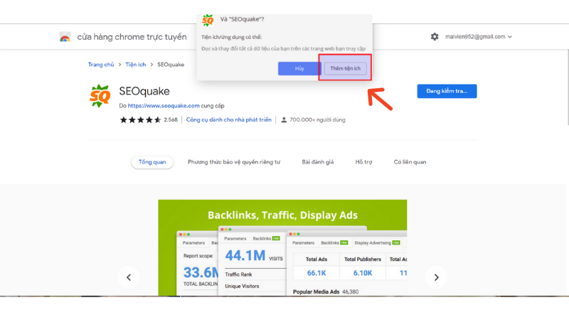 Cài đặt SEOquake cho trình duyệt Chrome
