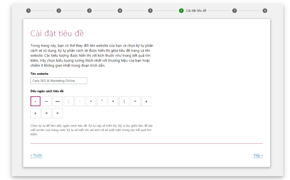 Cài đặt tiêu đề hiển thị