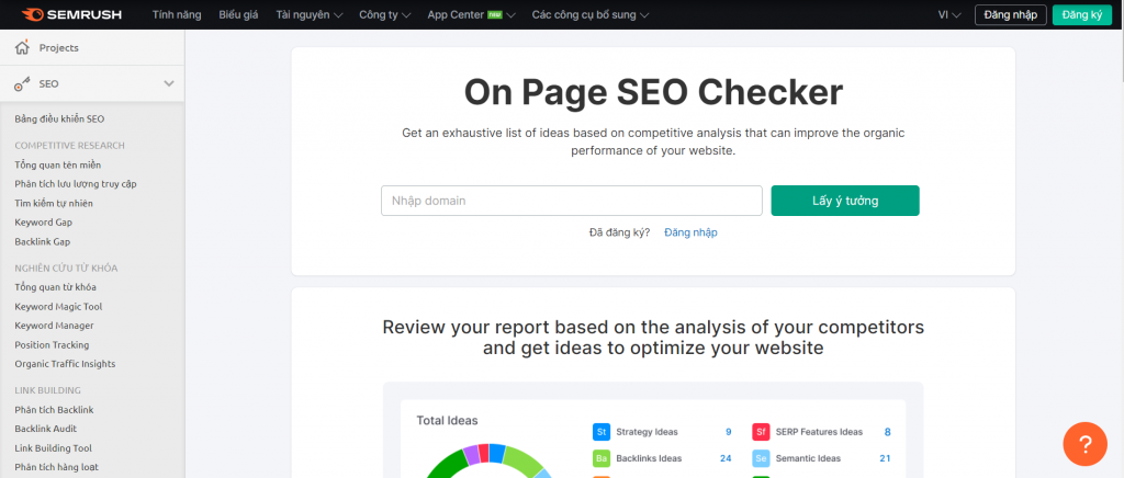Công cụ On page SEO Checker của Semrush