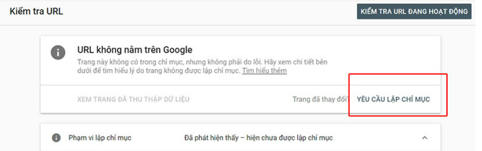 Yêu cầu lập chỉ mục từng URL