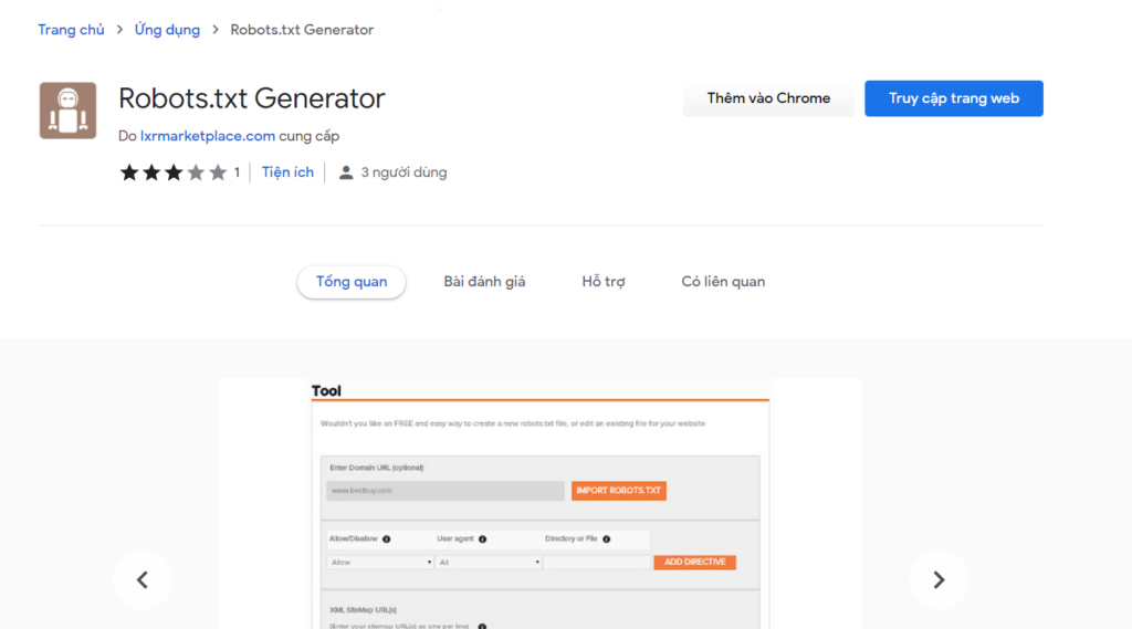 Tiện ích Robots.txt Generator