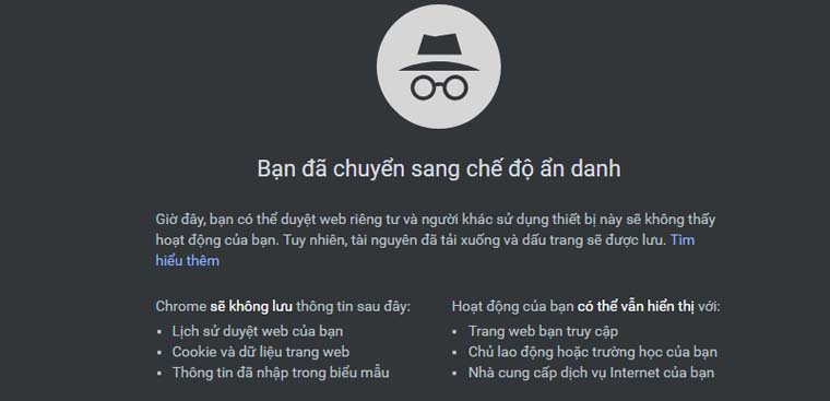 Bước 1: Mở tab ẩn danh