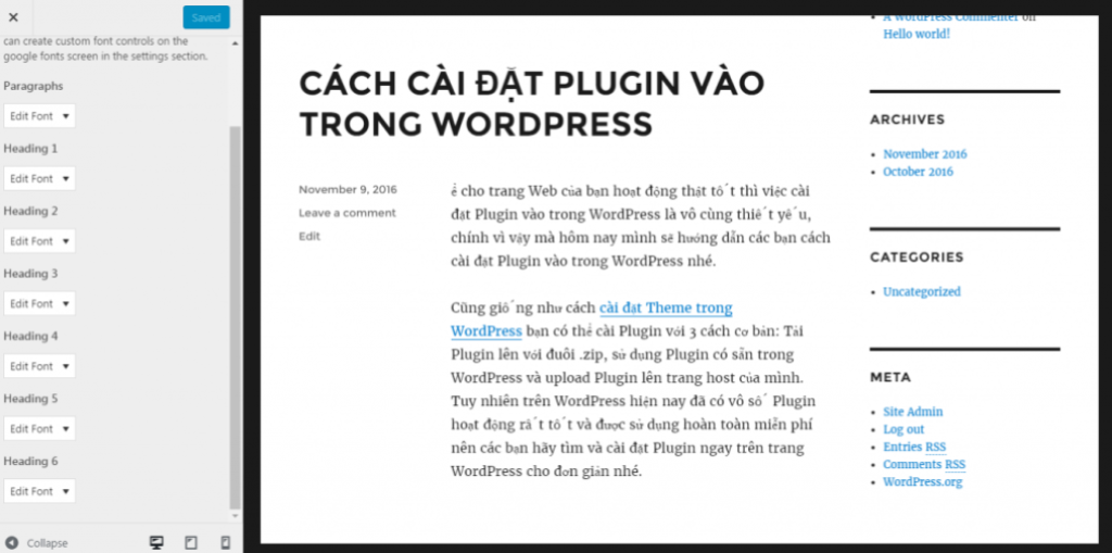 Tùy chỉnh font chi tiết từ H1 đến H6