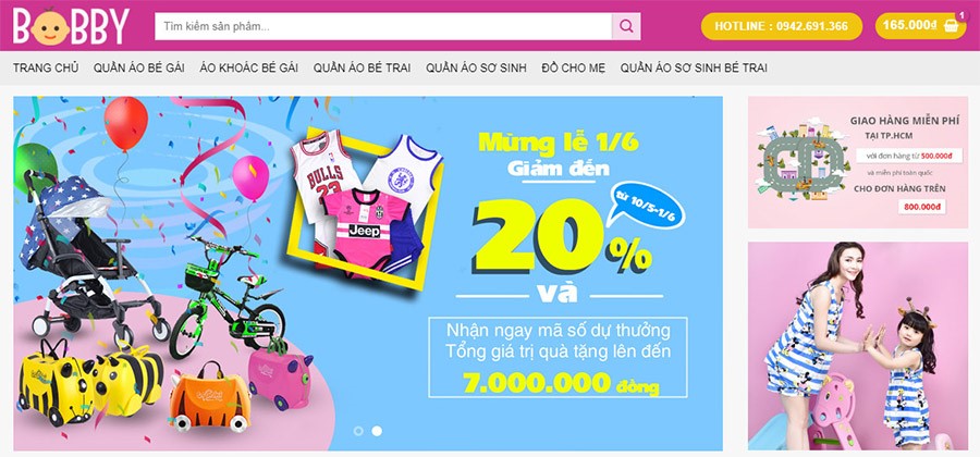 Mẫu font chữ sử dụng cho website đồ trẻ em