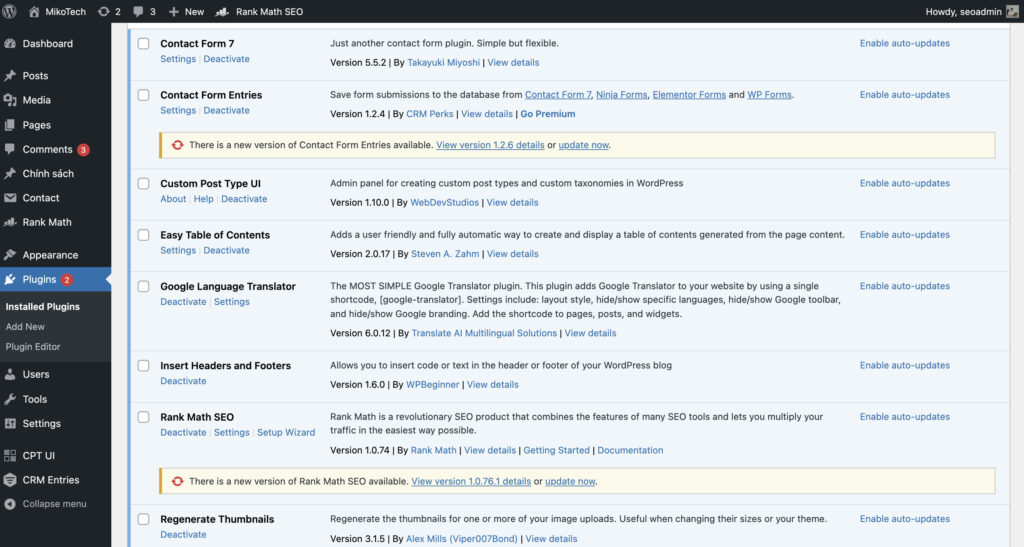 Những plugin Miko Tech đang sử dụng 