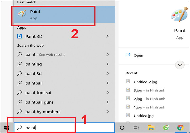 Sử dụng Pain có sẵn trên hệ điều hành Windows