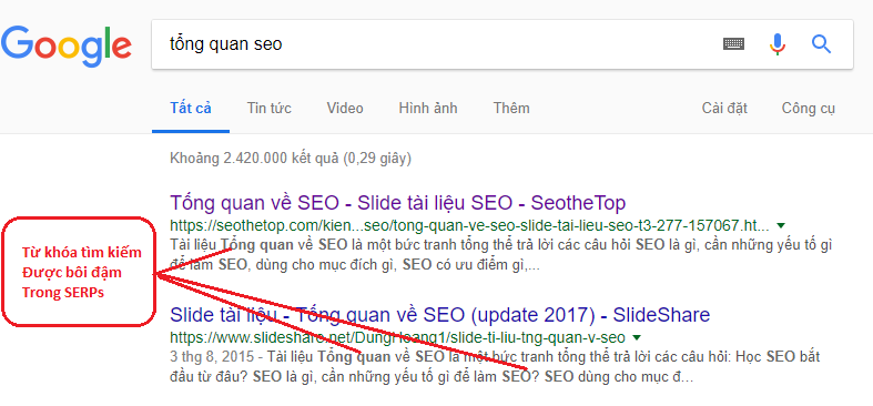 Thẻ mô tả chuẩn SEO cần chứa từ khóa chính 
