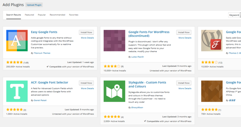 Tìm plugin Easy Google Fonts