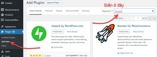 Xuất hiện cửa sổ tìm kiếm plugin