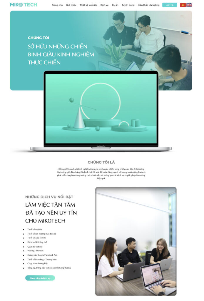 Giao diện website của Miko Tech