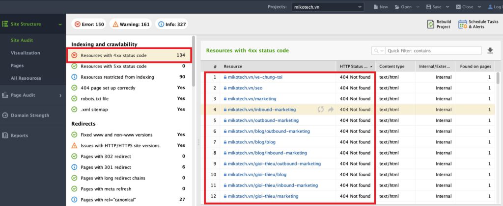 Kiểm tra lỗi 404 bằng website
