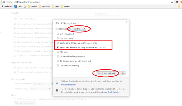 Xóa bộ nhớ đệm (cache) trên trình duyệt