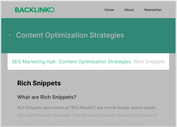 Breadcrumb tự động thêm liên kết nội bộ