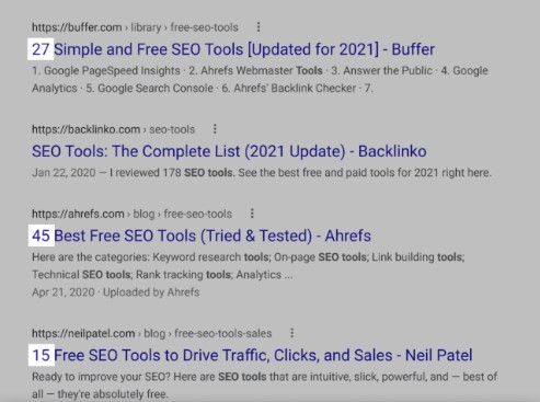 Bài đăng với danh sách các công cụ SEO