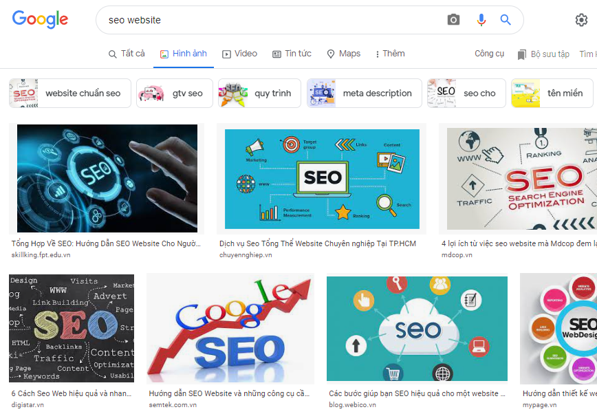 Gợi ý từ khóa liên quan bằng Google hình ảnh