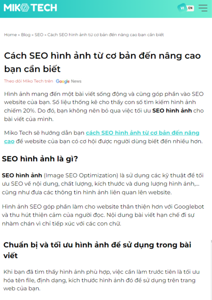 Nội dung với các phần