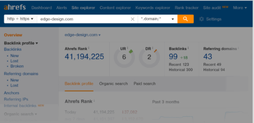 Nhập URL trên công cụ Ahrefs