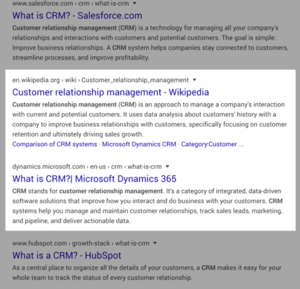 Các Authority Site trong SERP