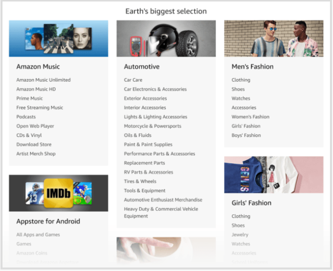 Tất cả danh mục của Amazon