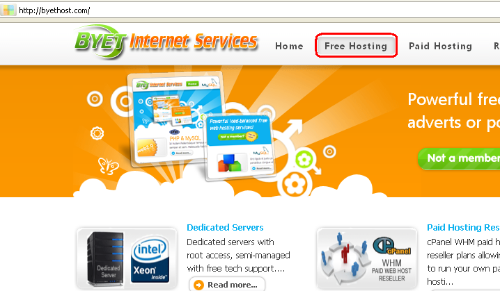 Byethost - đơn vị cung cấp dịch vụ hosting miễn phí, chất lượng