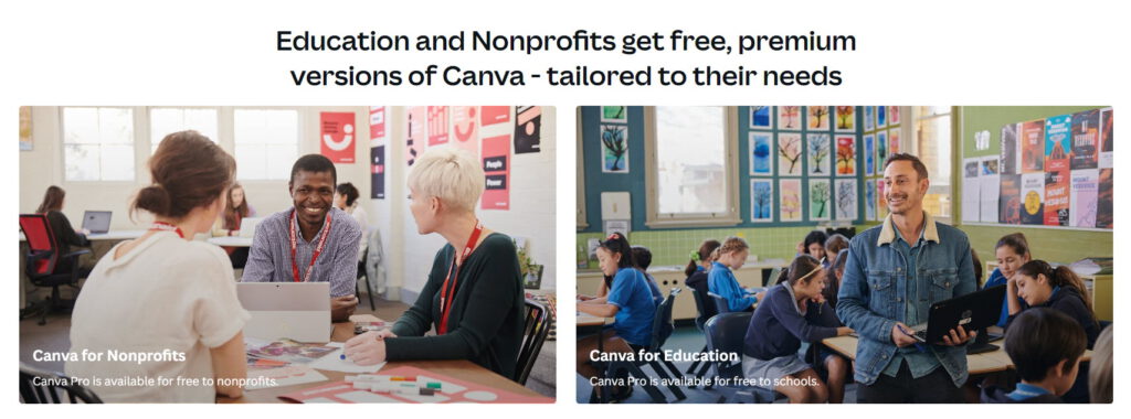 Canva giáo dục và Canva cho tổ chức phi lợi nhuận