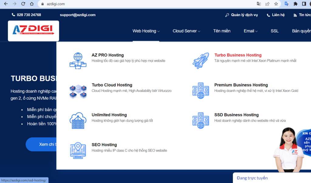 Dịch vụ hosting tại Azdigi