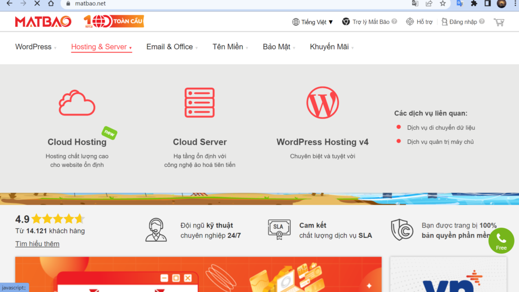 Dịch vụ hosting tại Mắt Bão