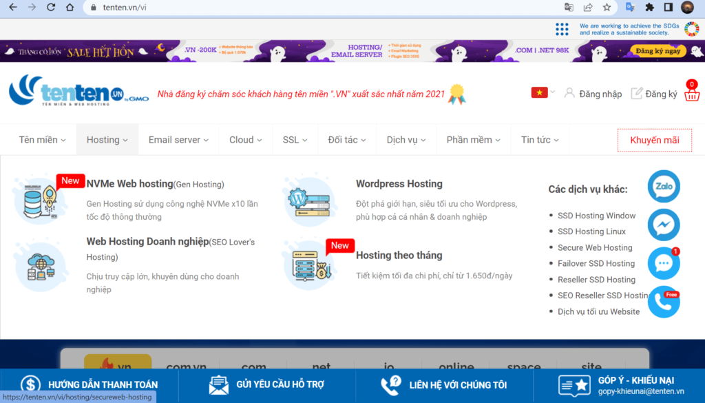 Dịch vụ hosting tại Tenten