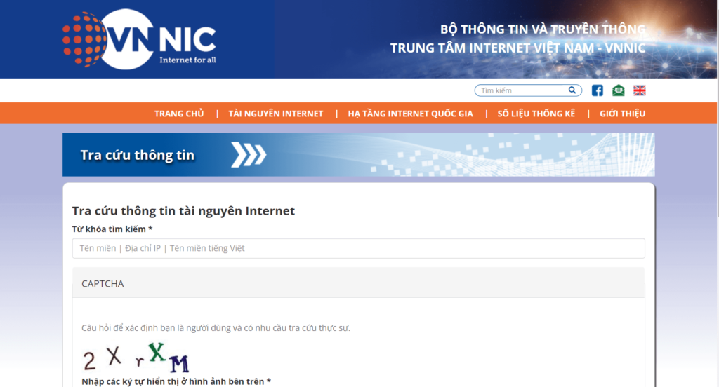 Hệ thống tra cứu tên miền VNNIC.vn