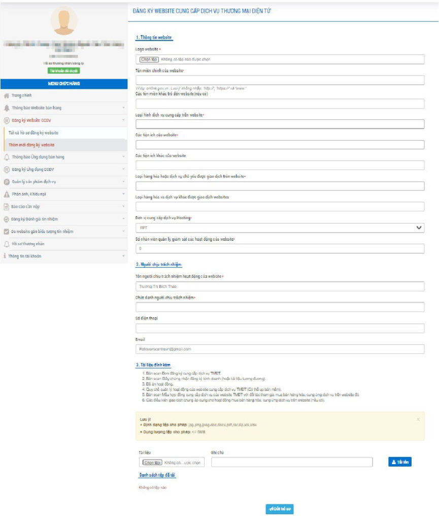 Khai báo thông tin theo mẫu