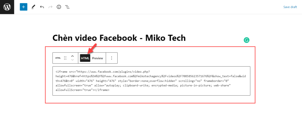 Dán đoạn mã nhúng video Facebook vào website