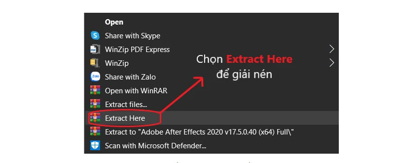 Giải nén file chứa font vừa tải
