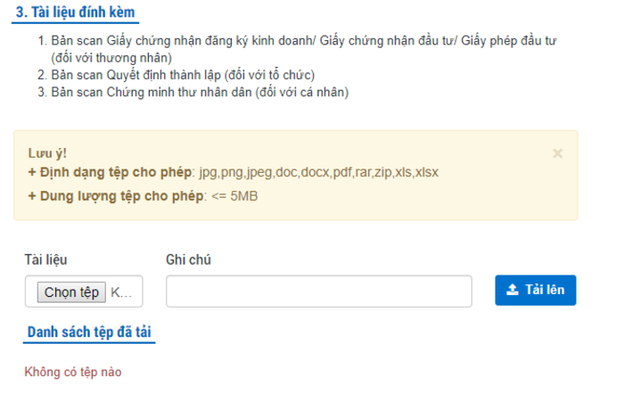 Tải lên các tệp tương ứng