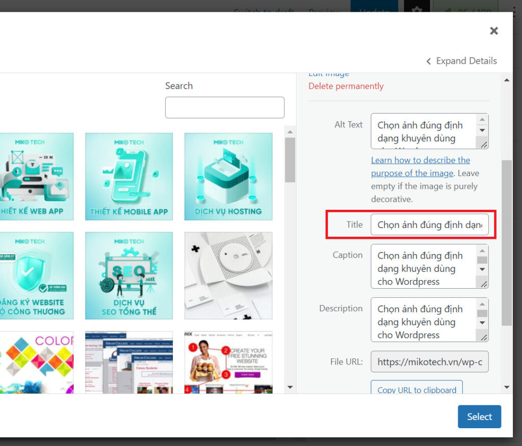 Tiêu đề ảnh chuẩn SEO