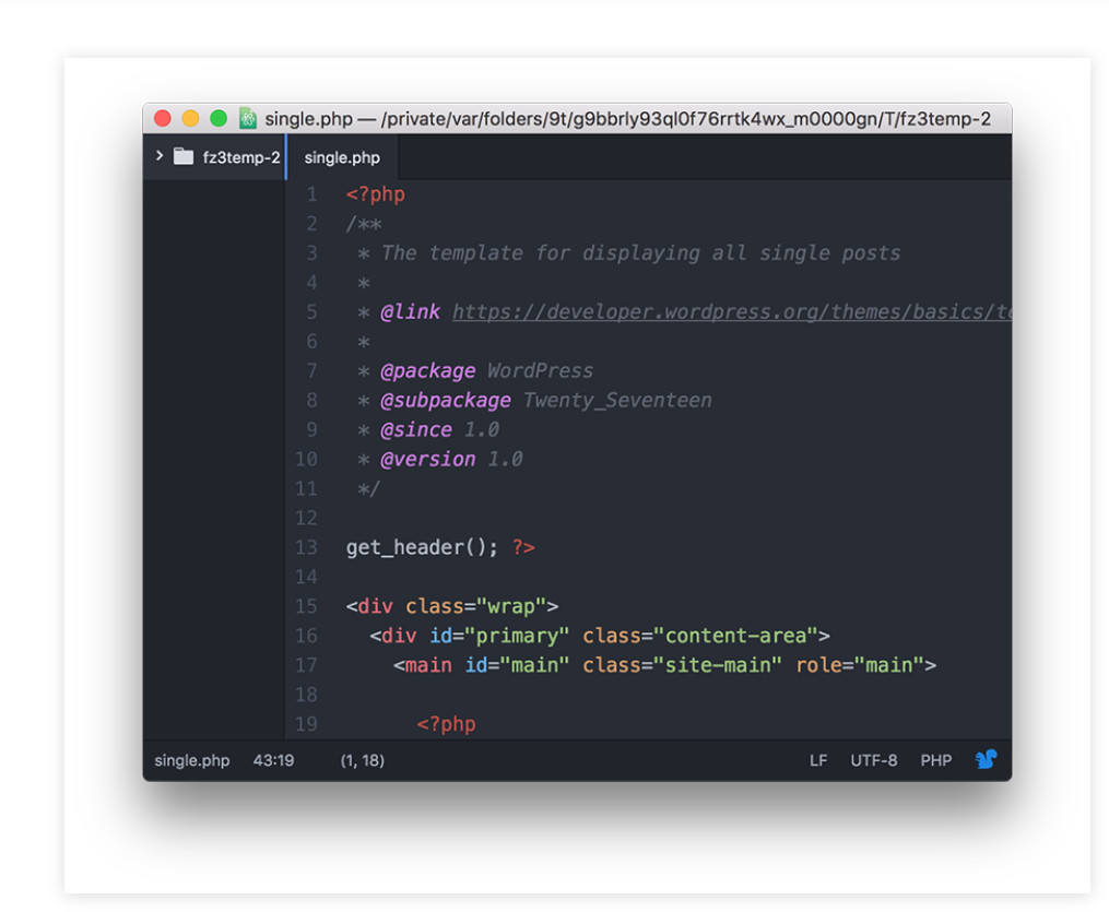 File single.php chứa lỗi sẽ mở lên.