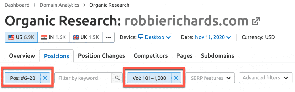 Áp dụng bộ lọc báo cáo.