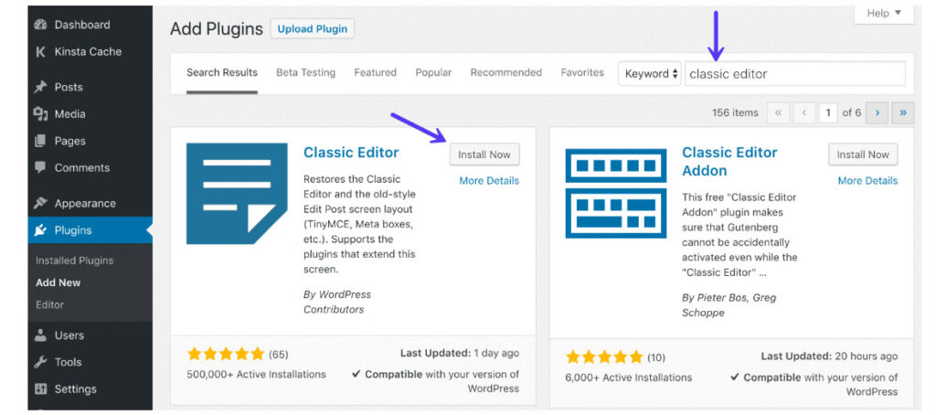Cài đặt plugin Classic Editor