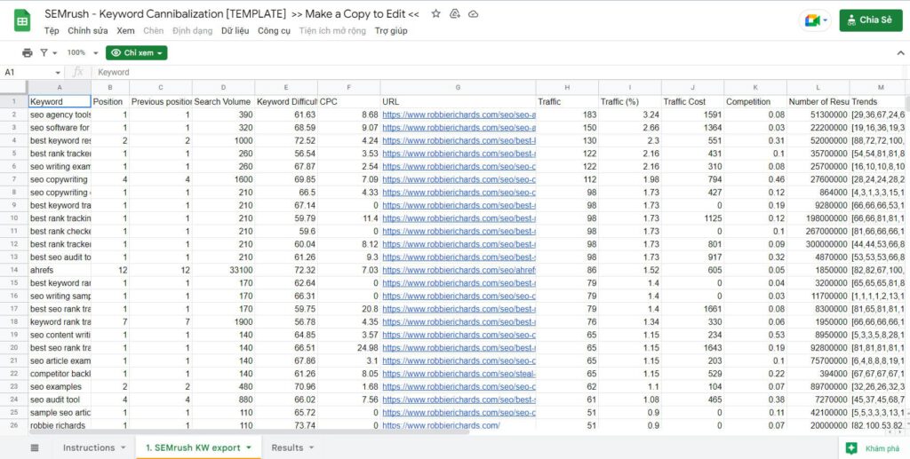 Sao chép và dán dữ liệu đã xuất vào Googlesheet