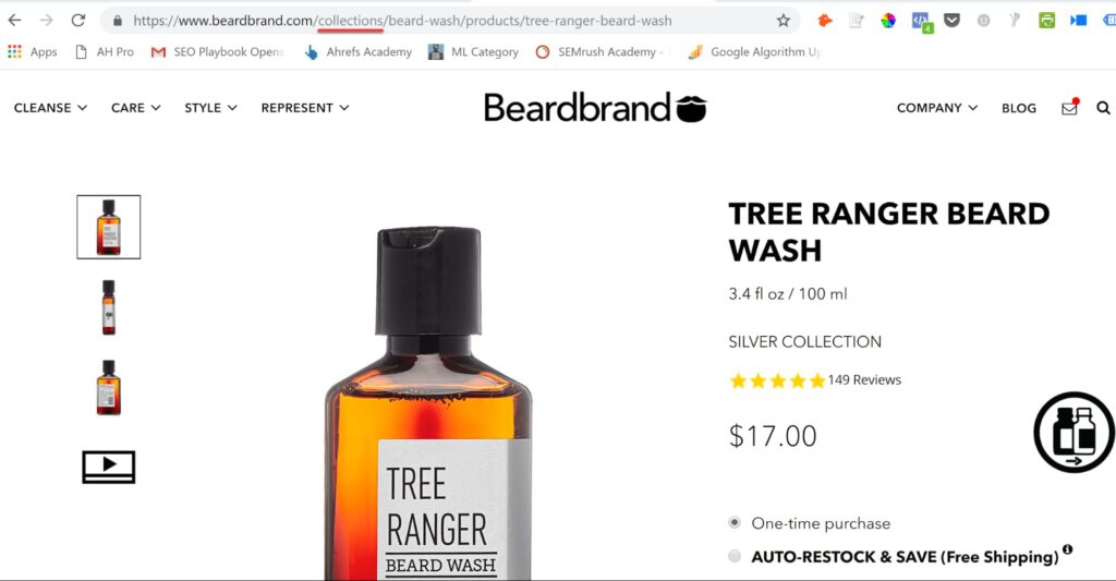 Sản phẩm dưới một số loại thư mục con URL cấp cao nhất