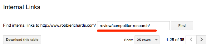 Tìm kiếm link nội bộ từ Search Console