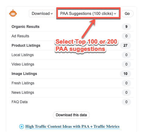 Xuất kết quả từ "People Also Ask"